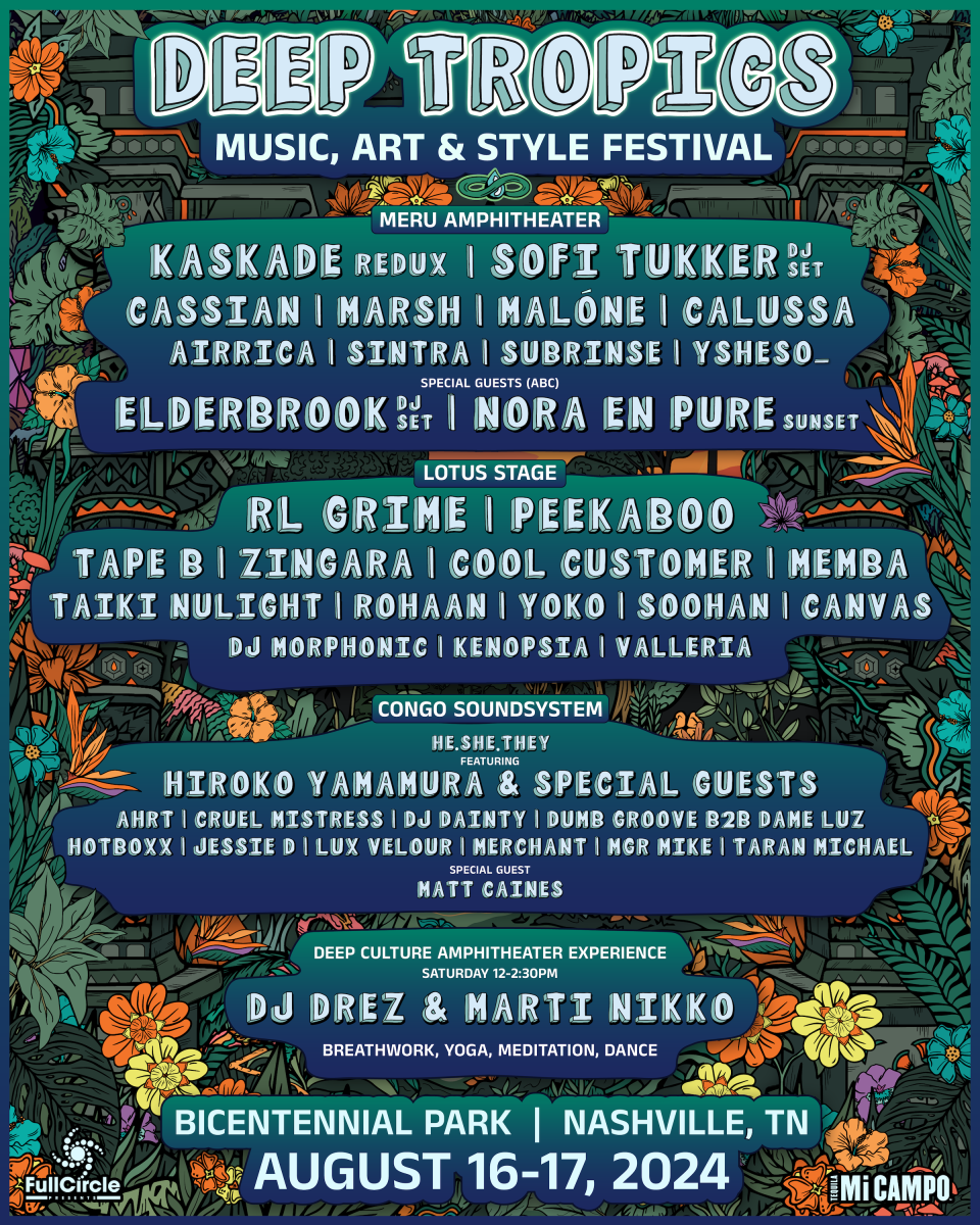 Deep Tropics Festival 2024 lineup, Aug. 16-17, 2024 at Nashville's Bicentennial State Park