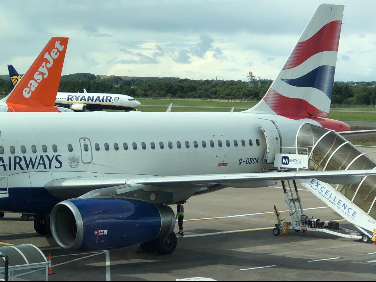 Opening up: easyJet, Ryanair and British Airways aircraft at Edinburgh airport (Simon Calder)