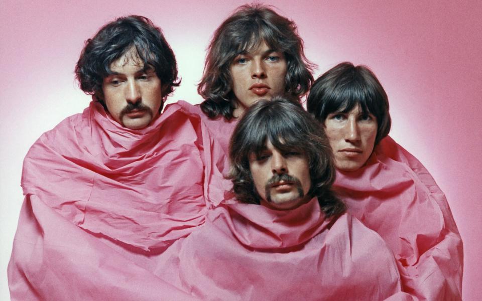 Auch wenn sie sich für dieses Foto in Pink hüllten: Mit der Farbe hatte die Namensgebung von Pink Floyd nichts zu tun, die legendäre Progrock-Band setzte viel mehr dem Blues-Musiker Pinkney "Pink" Anderson ein Denkmal. Ob das die Wissenschaftler wussten, die eine Art nach Roger Waters (rechts) und Co. benannten? (Bild: Michael Ochs Archives/Getty Images)