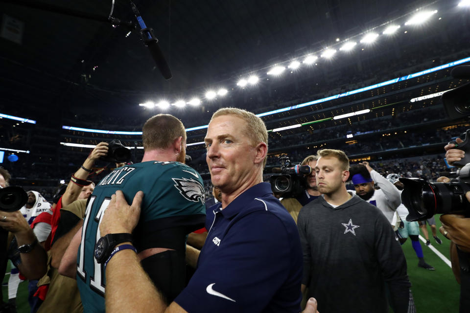 Jason Garrett and the Cowboys got the best of Eagles QB Carson Wentz and the Eagles on Sunday night. (Getty Images)