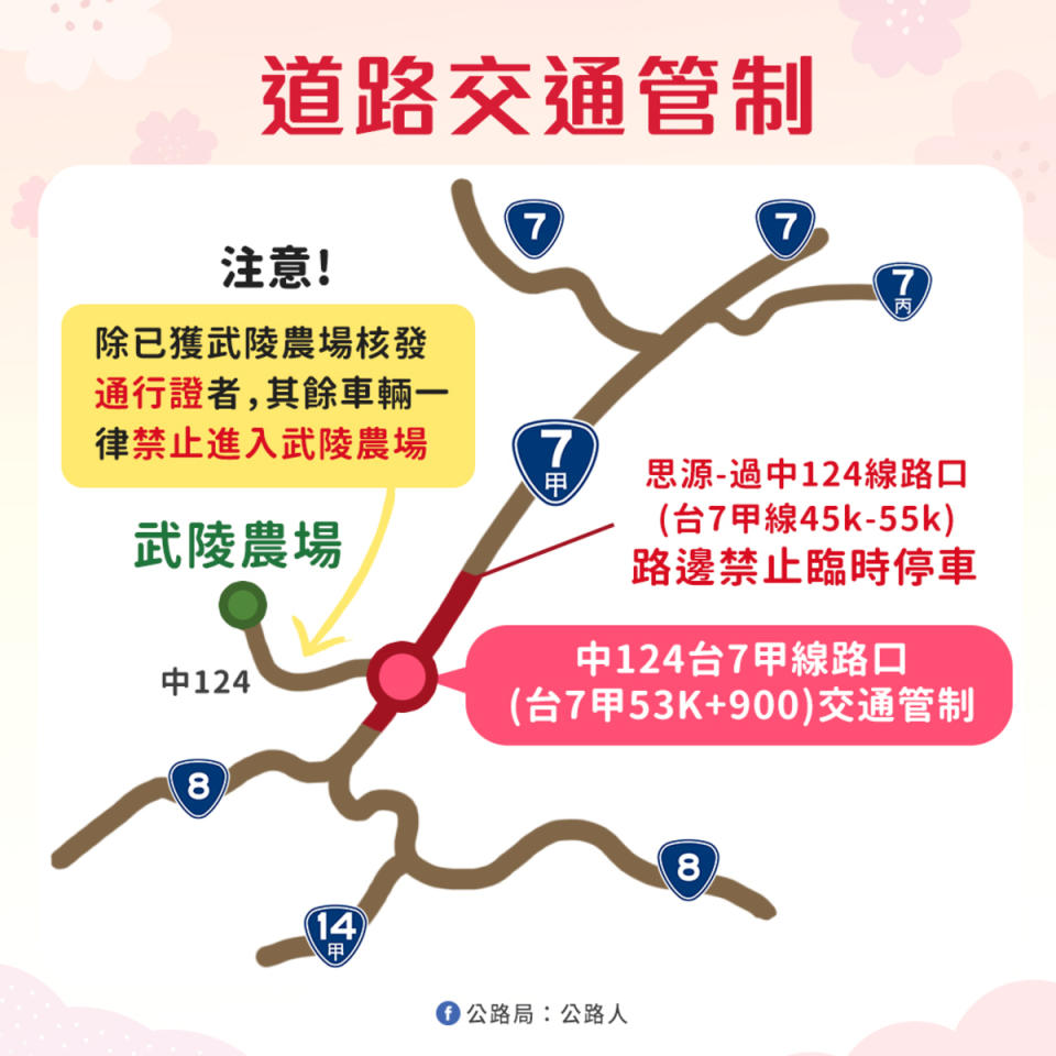 武陵櫻花季交管措施。   圖：公路局／提供