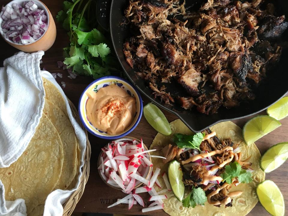 Slow-Cooker Carnitas Tacos with Sriracha Mayo