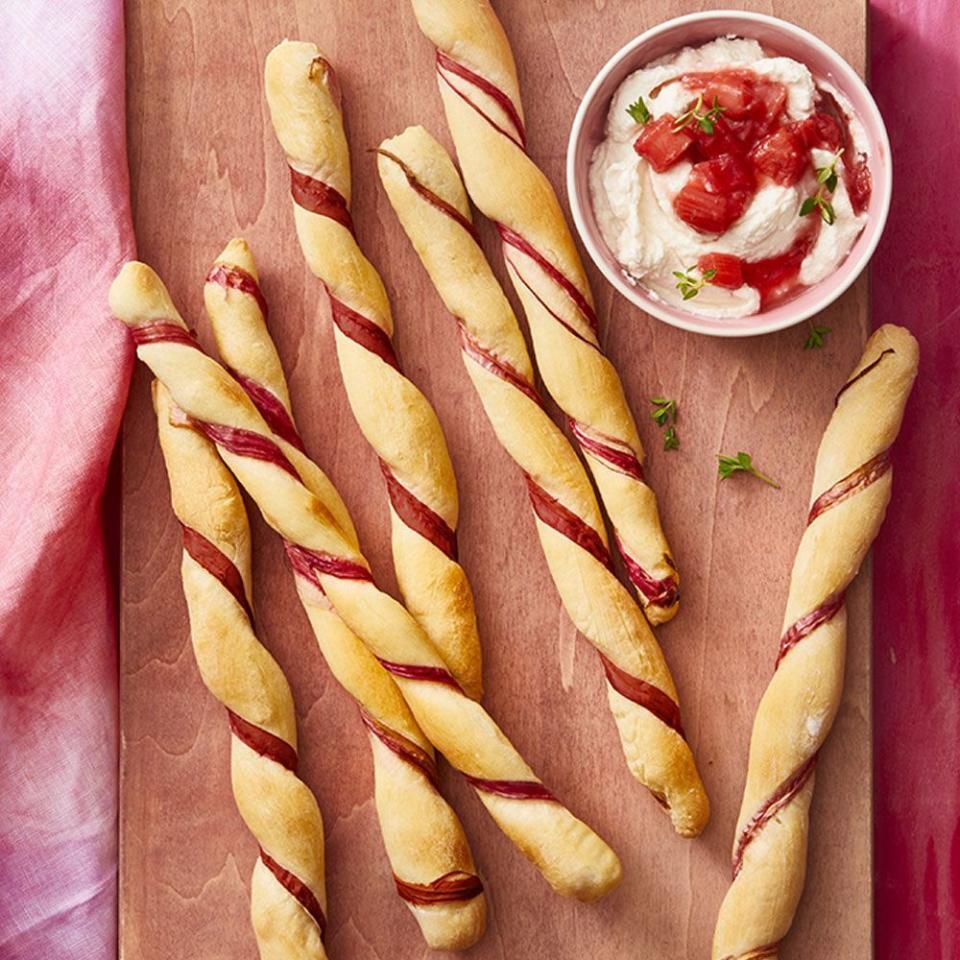 4th of july food rhubarb twists with rhubarb compote