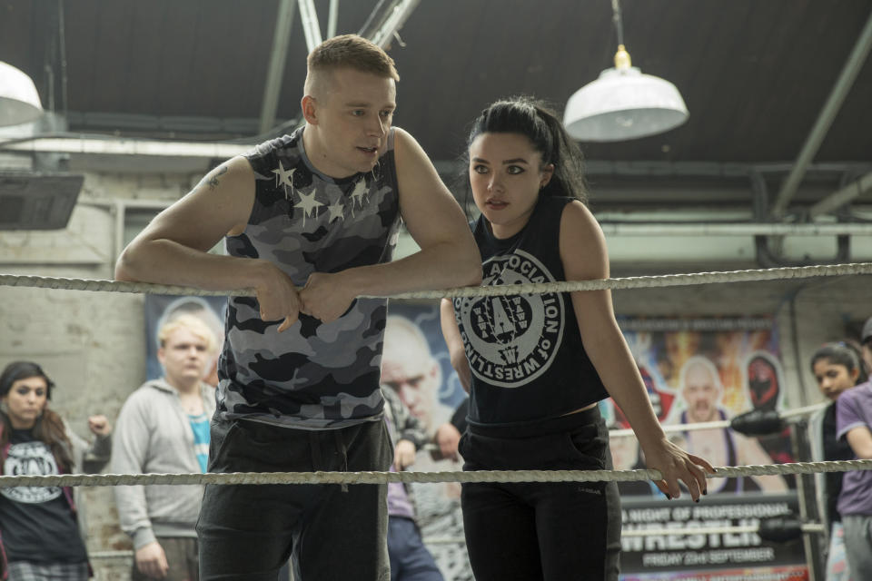 Jack Lowden, left, and Florence Pugh in a scene from Fighting with My Family. (Robert Viglasky/Metro Goldwyn Mayer Pictures via AP)