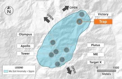 Figure 4: Plan View of the Guayabales Project Highlighting the Trap Target Area (CNW Group/Collective Mining Ltd.)