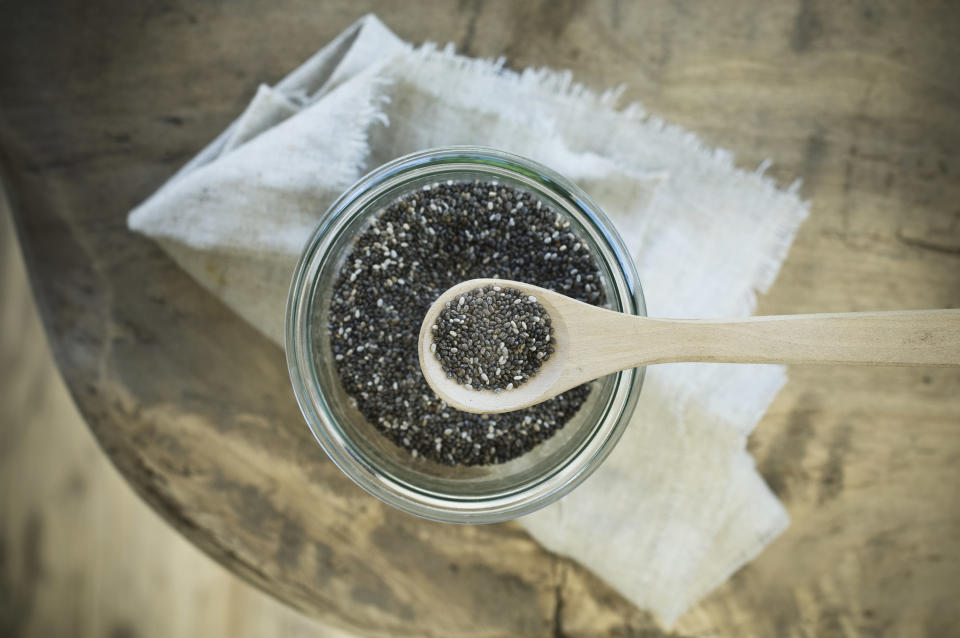 scoop of chia seeds from jar