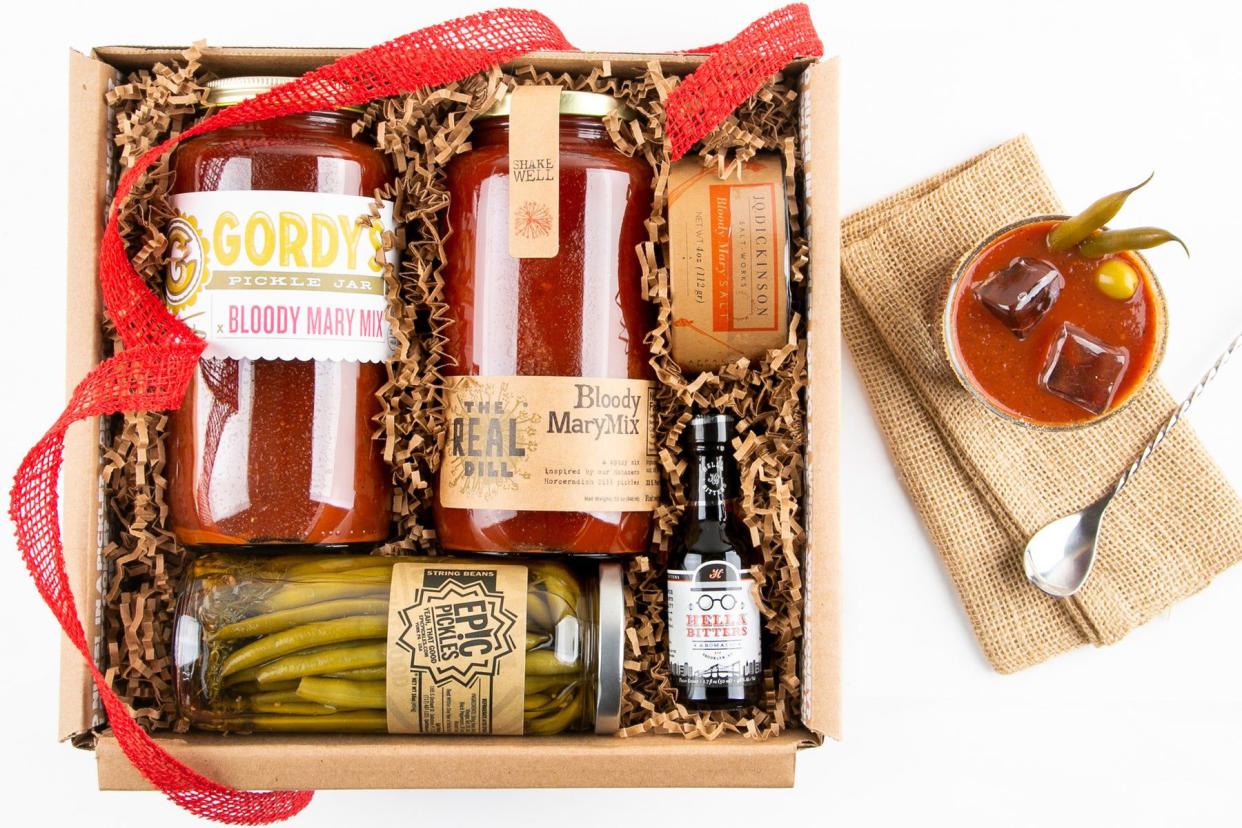 Mouth Bloody Mary Cocktail Kit packaged in a nice box with red ribbon