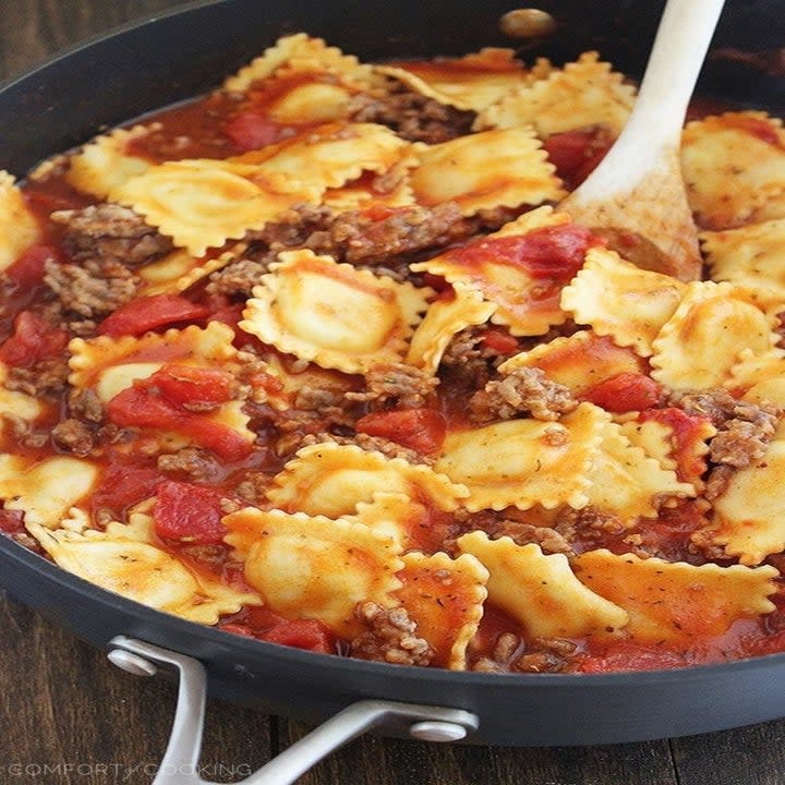 Cheesy Ravioli and Sausage Skillet