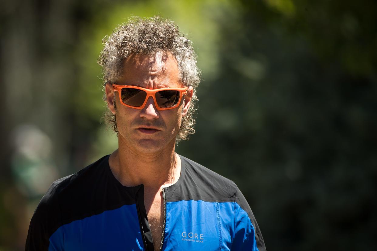 Alex Karp, chief executive officer of Palantir Technologies, attends the annual Allen & Company Sun Valley Conference, July 12, 2018 in Sun Valley, Idaho.