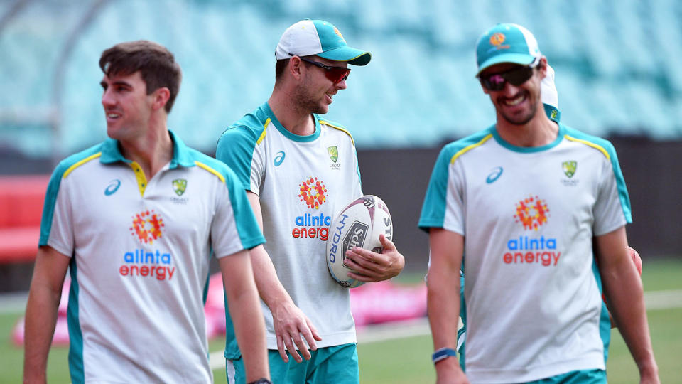 Australia's fast bowlers can be seen here during training for the third Test.