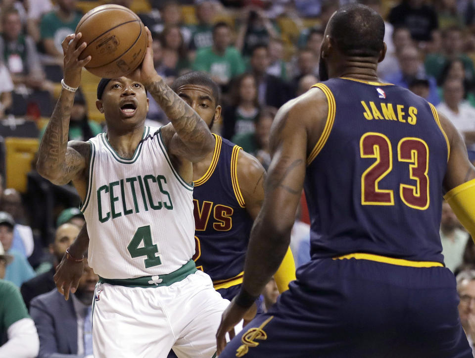 Isaiah Thomas led the Celtics to the Eastern Conference finals against the Cavaliers last season. (AP)