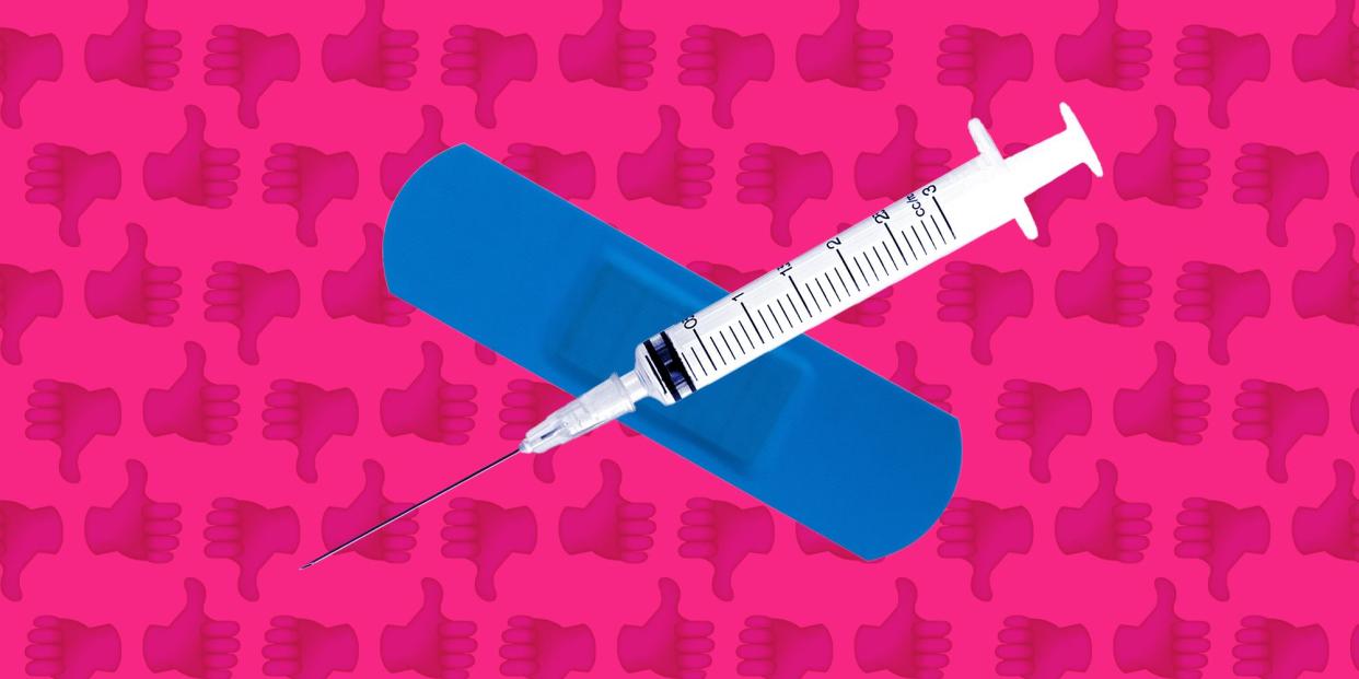 It&rsquo;s very possible that those who are unsure or hesitant about COVID-19 vaccines might eventually decide to get the shot. (Photo: Illustration: Isabella Carapella/ HuffPost; Photos: Getty Images)