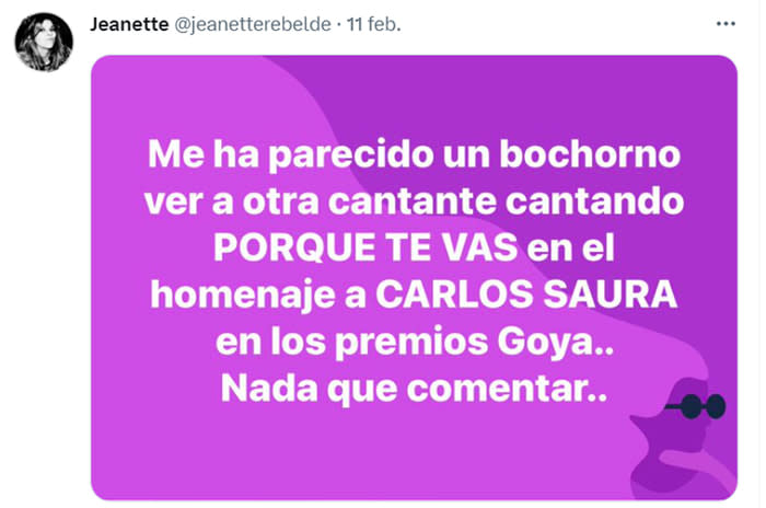 Jeanette molesta con los Goya 2023