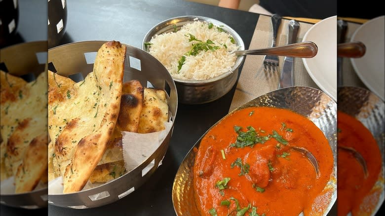 butter chicken naan and rice