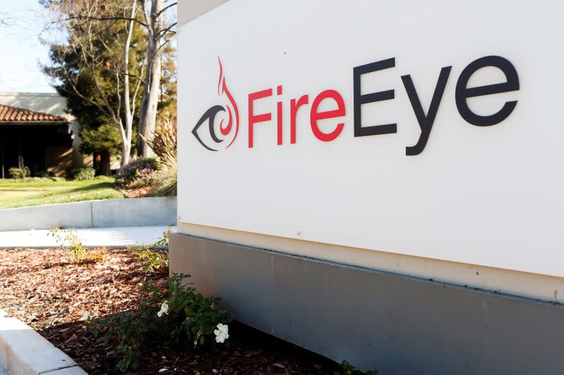 FILE PHOTO: FireEye logo is seen outside the company's offices in Milpitas, California