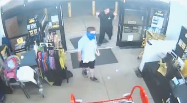 The robber walked in with the bandana covering his face. Source: Supplied