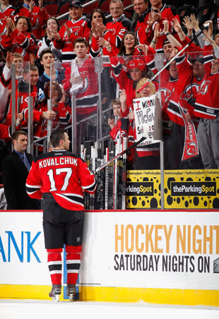 New Jersey Devils - Captain Bryce Salvador and his son partake in