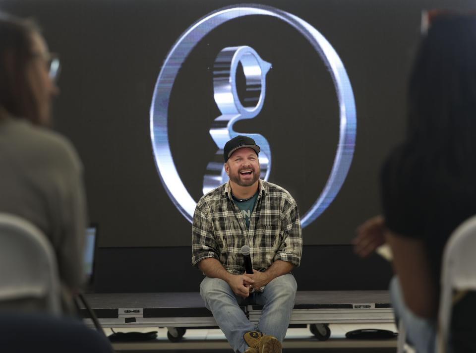 Entertainer Garth Brooks speaks to reporters before his concert at Rice-Eccles Stadium in Salt Lake City on Friday, June 17, 2022. | Laura Seitz, Deseret News