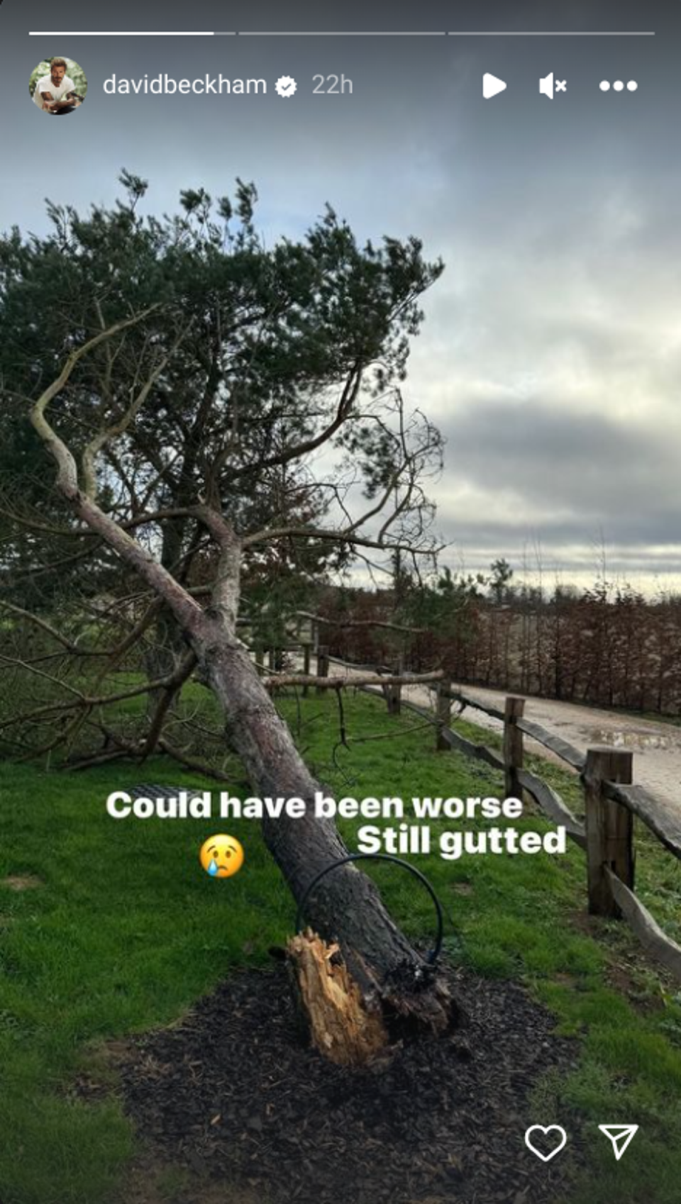 The former football player shared a picture of the damage caused by Storm Henk (Instagram / David Beckham)