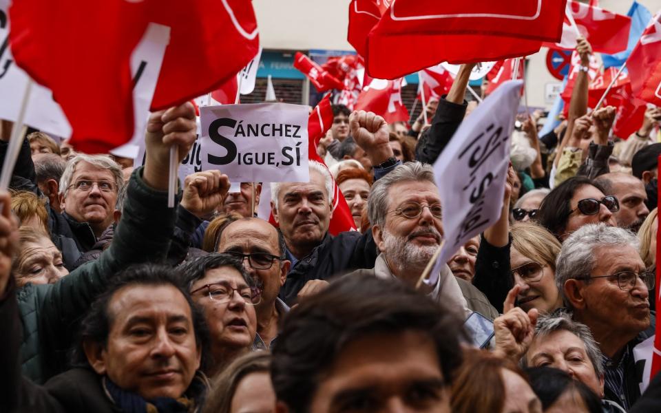 A demonstration by the Spanish Socialist Workers' Party in support of Pedro Sanchez in Madrid on Saturday