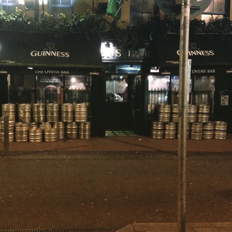 This many kicked kegs is the sign of a good St. Paddy's Day in Cork City Centre.