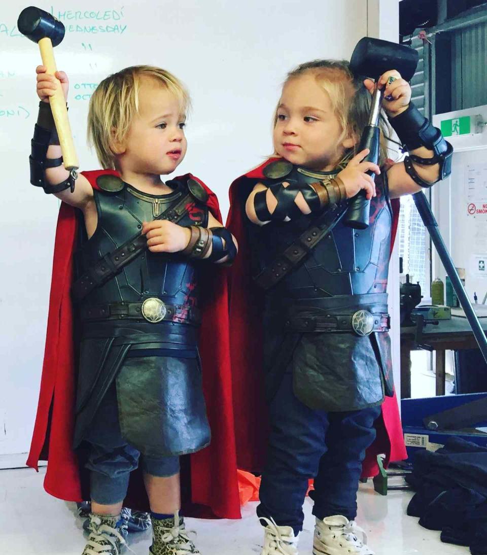 https://www.instagram.com/p/CbVbttrPERA/ chrishemsworth Verified Happy 8th birthday to my boys! If your asking if they’re allowed to wear any other super hero outfits besides Thor the answer is no ���� 14w