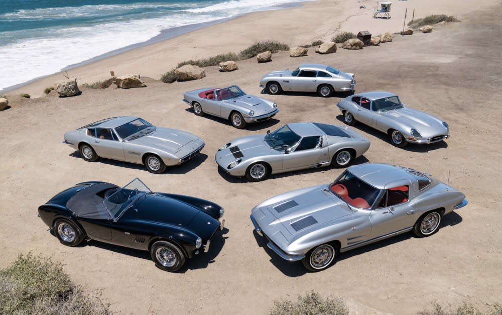 Rush drummer Neil Peart's "Silver Surfer" car collection, which will be auctioned off at Gooding & Company's Pebble Beach sale