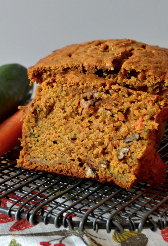 <p>The Domestic Rebel</p><p>This Autumn harvest pumpkin bread is delicious, easy and a unique cross between three different types of bread into one super moist, utterly divine bread! With pumpkin, zucchini, carrots and pecans, this bread will soon become a favorite! </p><p><strong>Get the recipe: <em><a href="https://thedomesticrebel.com/2019/09/11/autumn-harvest-pumpkin-bread/" rel="nofollow noopener" target="_blank" data-ylk="slk:Autumn Harvest Pumpkin Bread;elm:context_link;itc:0;sec:content-canvas" class="link rapid-noclick-resp">Autumn Harvest Pumpkin Bread</a></em></strong></p>