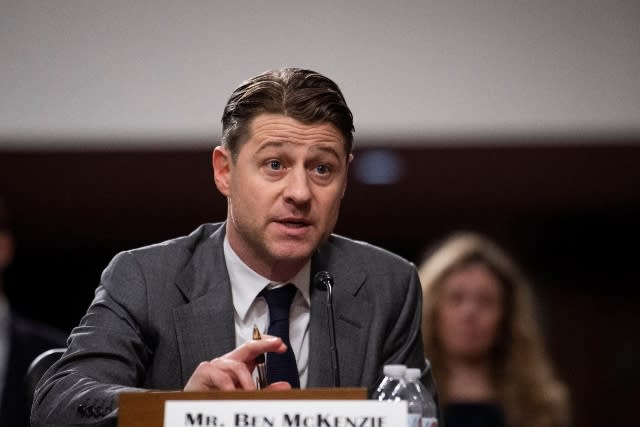  Actor And Author Ben McKenzie Schenkkan appears before a Senate Committee on Banking, Housing, and Urban Affairs hearing to examine why the FTX bubble burst and the harm to consumers, in the Dirksen Senate Office Building in Washington, DC, Wednesday, December 14, 2022.