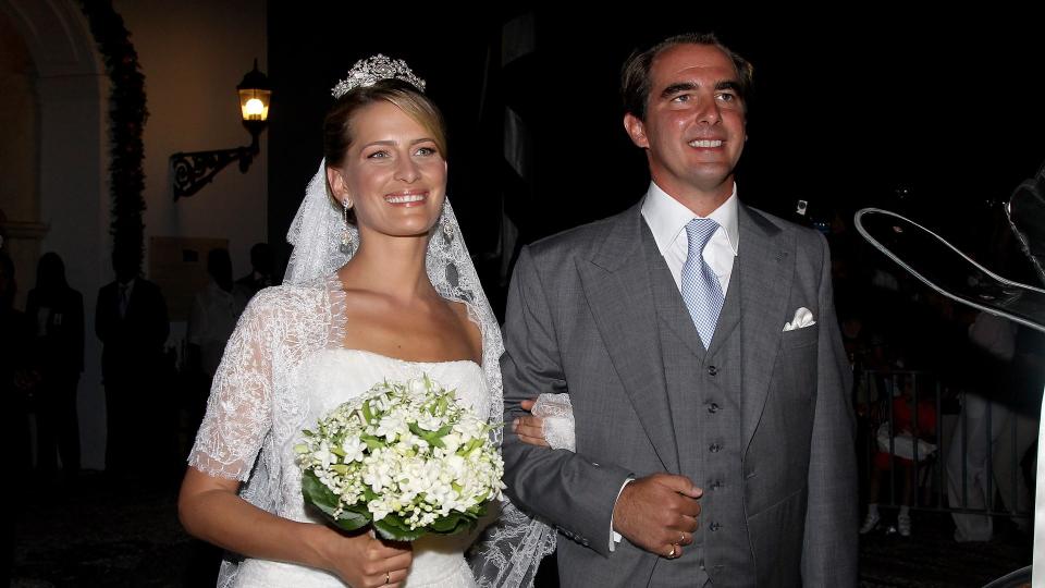 Prince Nikolaos of Greece and Princess Nikolaos of Greece and Denmark (Tatiana Blatnik) kiss after getting married at the Cathedral of Ayios Nikolaos (St. Nicholas) on August 25, 2010 in Spetses, Greece. Representatives from Europeï¿½s royal families will join the many guests who have travelled to the island to attend the wedding of Prince Nikolaos of Greece, the second son of King Constantine of Greece and Queen Anne-Marie of Greece and Tatiana Blatnik an events planner for Diane Von Furstenburg in London.  (Photo by Chris Jackson/Getty Images)