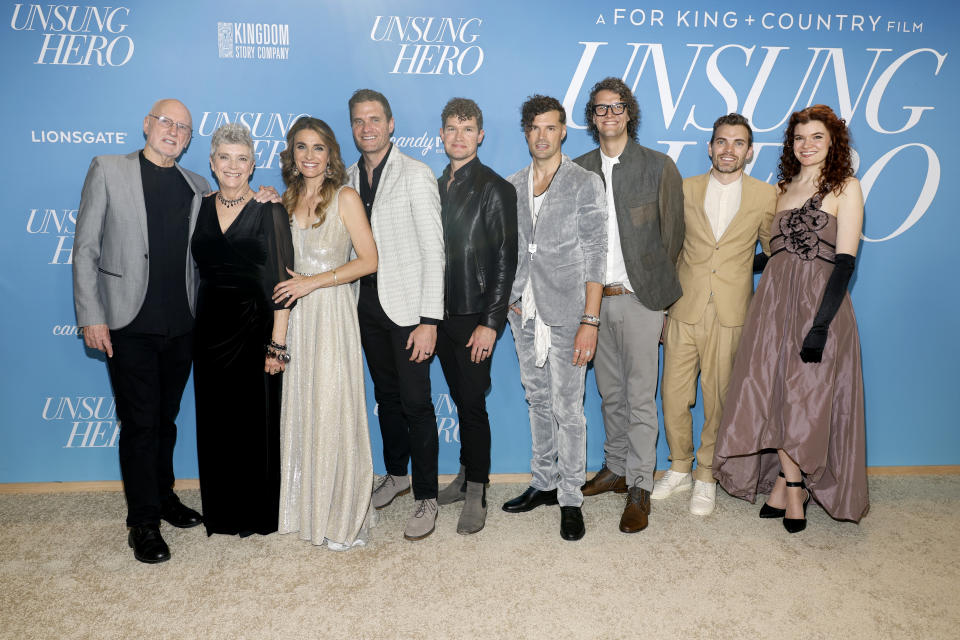 (L-R): David and Helen Smallbone with their children, Rebecca St. James, Daniel, Ben, Joel, Luke, Josh and Libby at the 