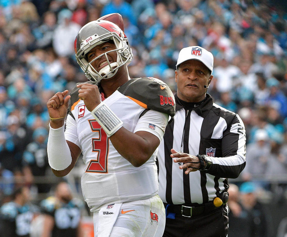 Jameis Winston is looking at a potential three-game suspension for an alleged incident involving an Uber driver. (Getty Images) 