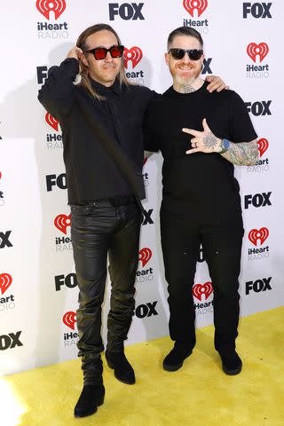 <p>Frazer Harrison/Getty </p> Pete Wentz and Andy Hurley