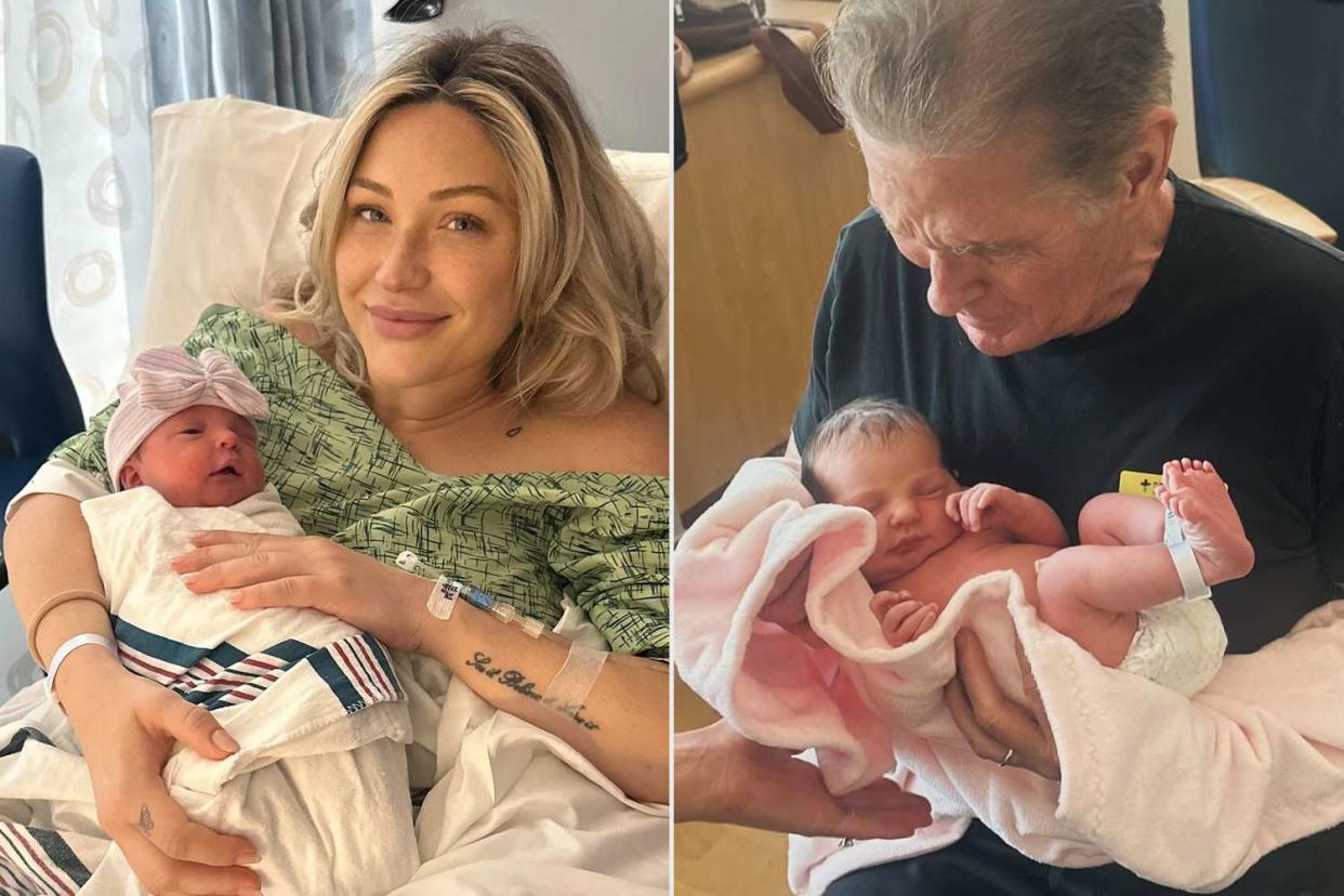 <p>Taylor Hasselhoff-Fiore/Instagram; David Hasselhoff/Instagram</p> Taylor Hasselhoff with her daughter London; David Hasselhoff cradling his granddaughter