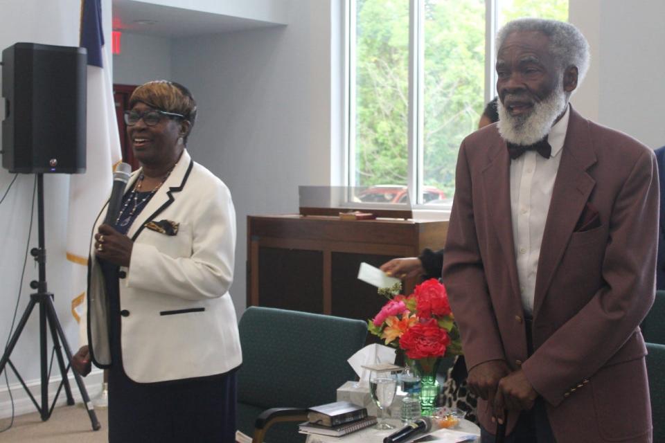 The Rev. Dr. Marie Herring, left, pastor of DaySpring Baptist Church in NE Gainesville, and her husband Elder Lenton "Pop" Herring, right, were honored during a service on Sunday celebrating the 15th pastoral anniversary of their leadership at the church.
(Photo: Photo by Voleer Thomas/For The Guardian)