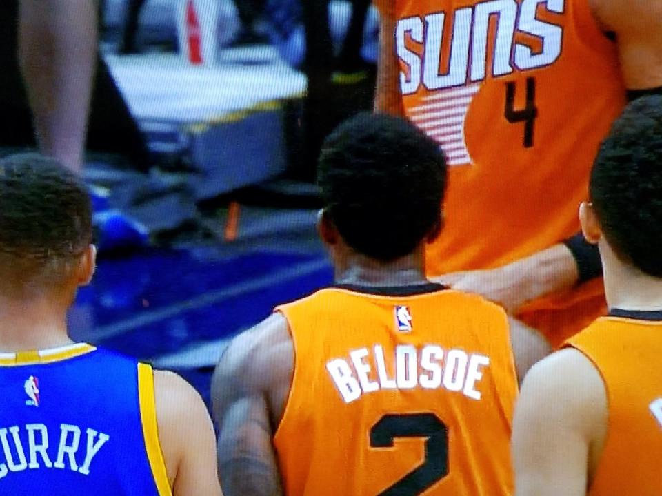 Well, that's not how Eric Bledsoe's name is spelled. (Screencap via @ScottMizuno)