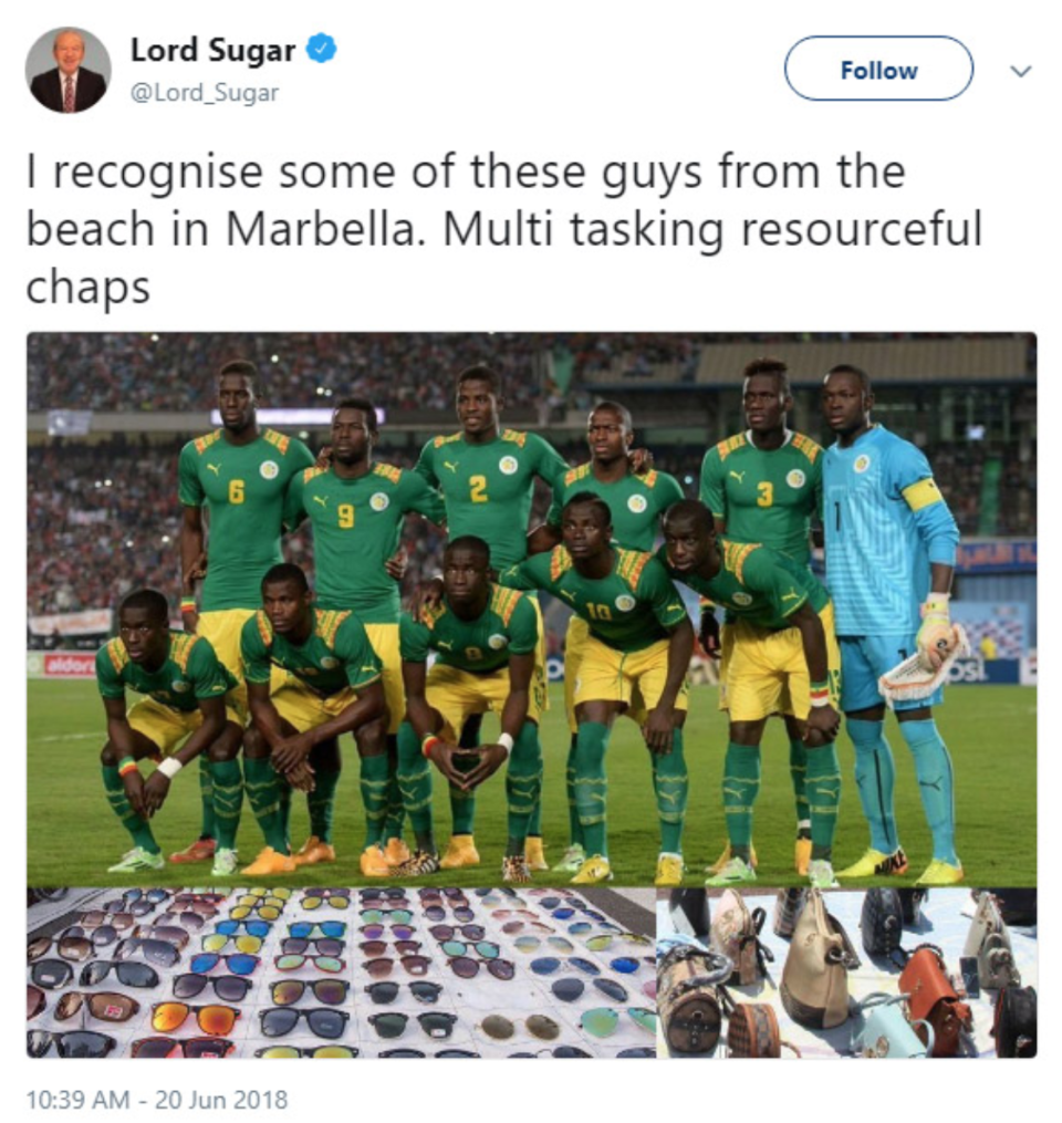 (Screenshot: @Lord_Sugar on Twitter)