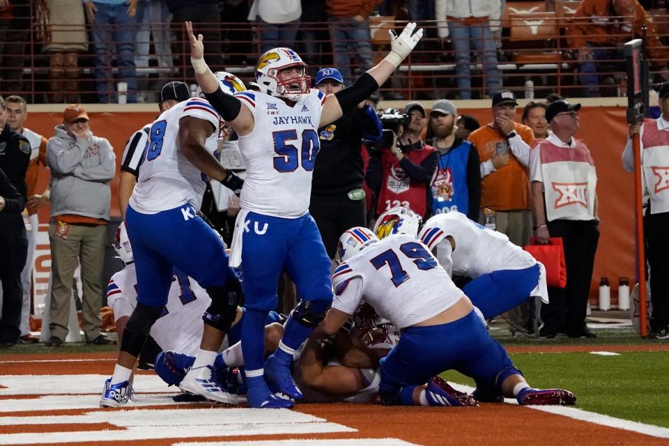 Mike Novitsky (50) returns as one of the top centers in the nation and will anchor a veteran unit for Kansas.