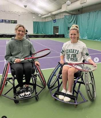 Amanda Parezo, right, and her friend Nikki Walsh have bonded over their advocacy for physical fitness and accessibility for disabled people.