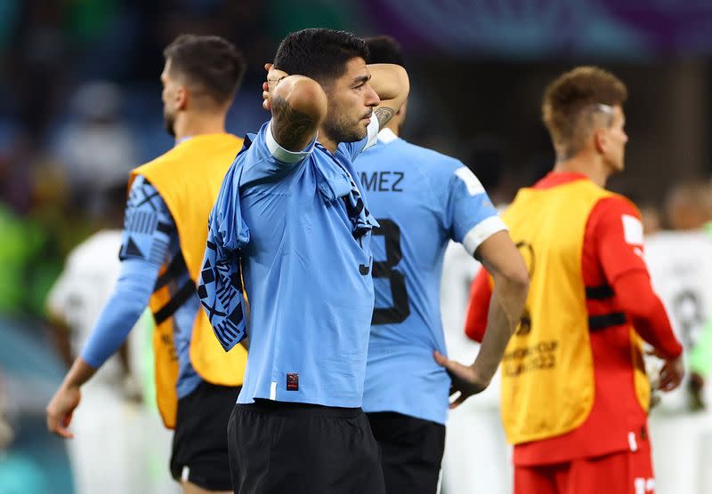 Foto del lunes del delantero de Uruguay Luis Suarez tras la eliminación en el Mundial