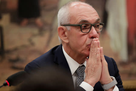 Vale S.A. CEO Fabio Schvartsman gestures during a session of the external commission of Brumadinho at the Chamber of Deputies in Brasilia, Brazil February 14, 2019. REUTERS/Ueslei Marcelino