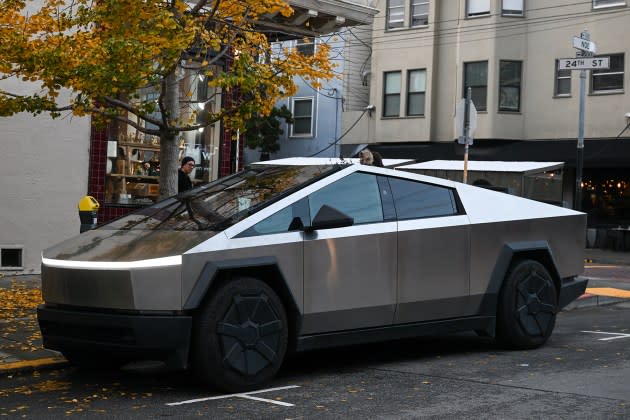 A Tesla Cybertruck parked in Noe Valley of San Francisco, California, United States on Jan. 6, 2024. - Credit: Anadolu via Getty Images