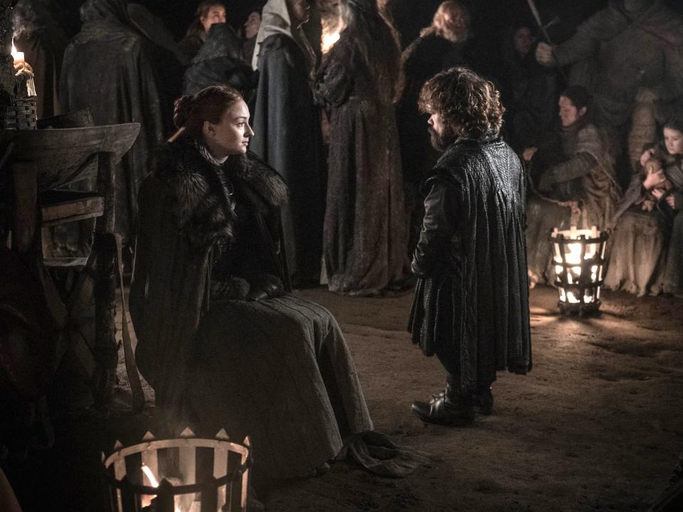 Tyrion Sansa in the Crypts of Winterfell Game of Thrones HBO Helen Sloan