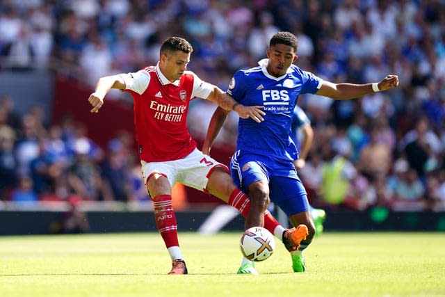 Wesley Fofana challenges for the ball