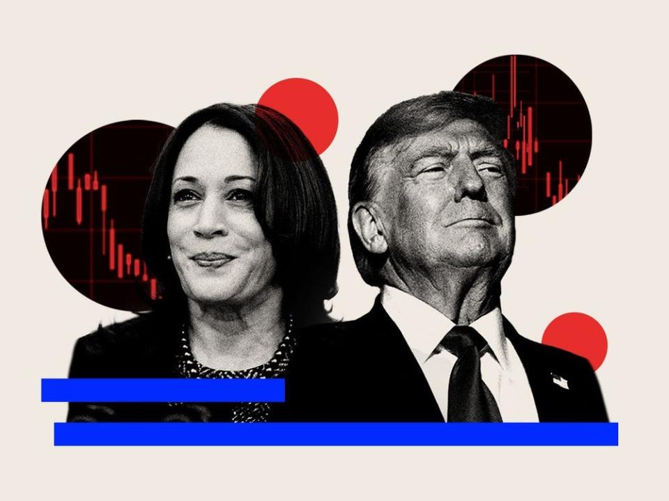 Photo illustration of Kamala Harris and Donald Trump