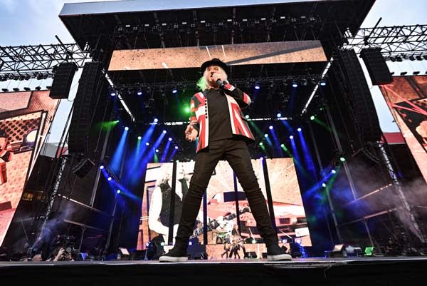 Def Leppard onstage at Bramall Lane, Sheffield