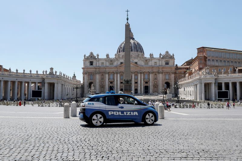 Aftermath of car breaking through barriers near Vatican City