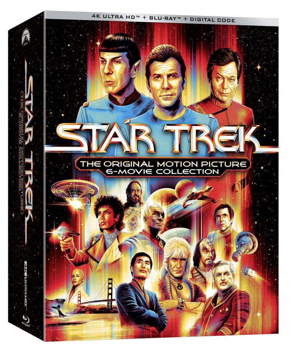 The cover for Paramount's 4K/UHD Star Trek original six-movie ocllection featuring the stars of the films