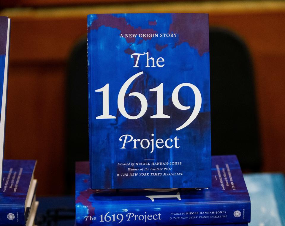 Nikole Hannah-Jones' book, "The 1619 Project," was available Tuesday night at the DeBartolo Performing Arts Center, where she spoke about her time as a Notre Dame student.