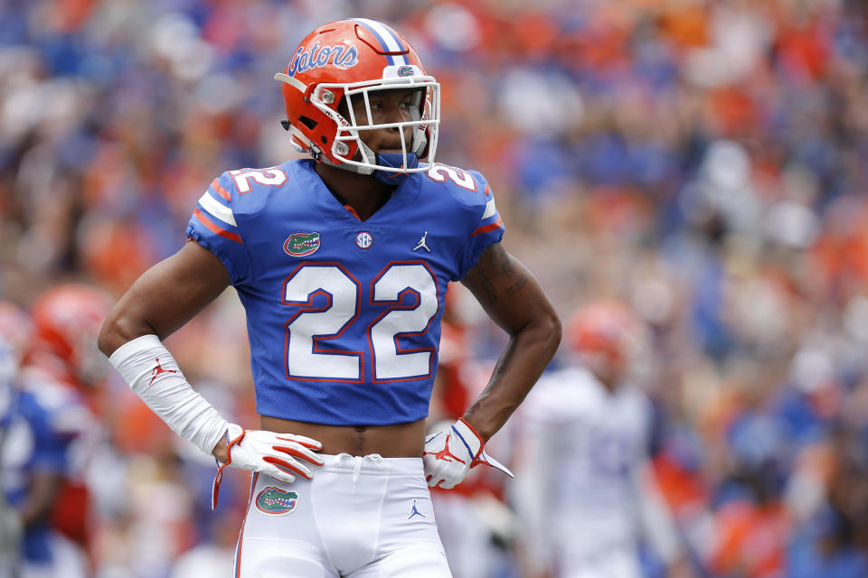 GAINESVILLE, FL - APRIL 13: Florida Gators defensive back Chris Steele (22) during the Orange & Blue Game presented by Sunniland on April 13, 2019 at Ben Hill Griffin Stadium at Florida Field in Gainesville, Fl. (Photo by David Rosenblum/Icon Sportswire via Getty Images)